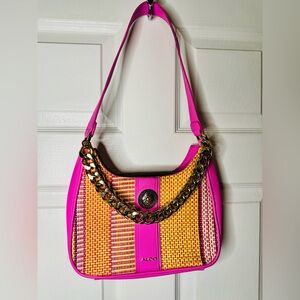 Aldo Vibrant Pink and Yellow Shoulder Bag with gold chain